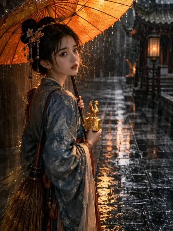 短剧《凤印遇见雨》封面海报，甜宠题材